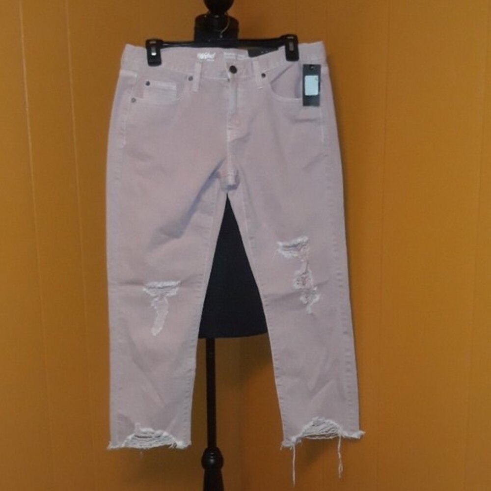 NWT Boyfriend crop mid rise distressed flared jean